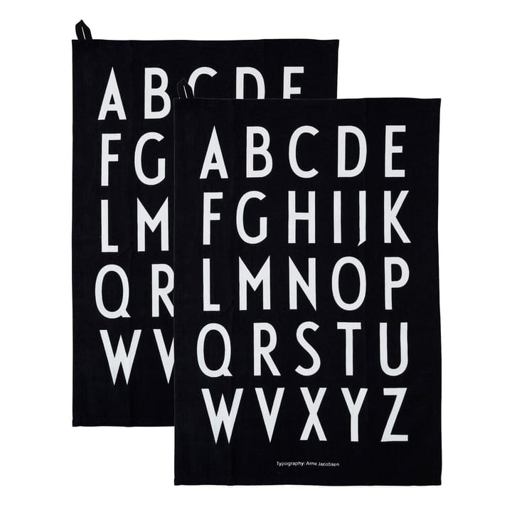 Design Letters viskestykke 40x60 cm pakke med to styk, Sort Design Letters