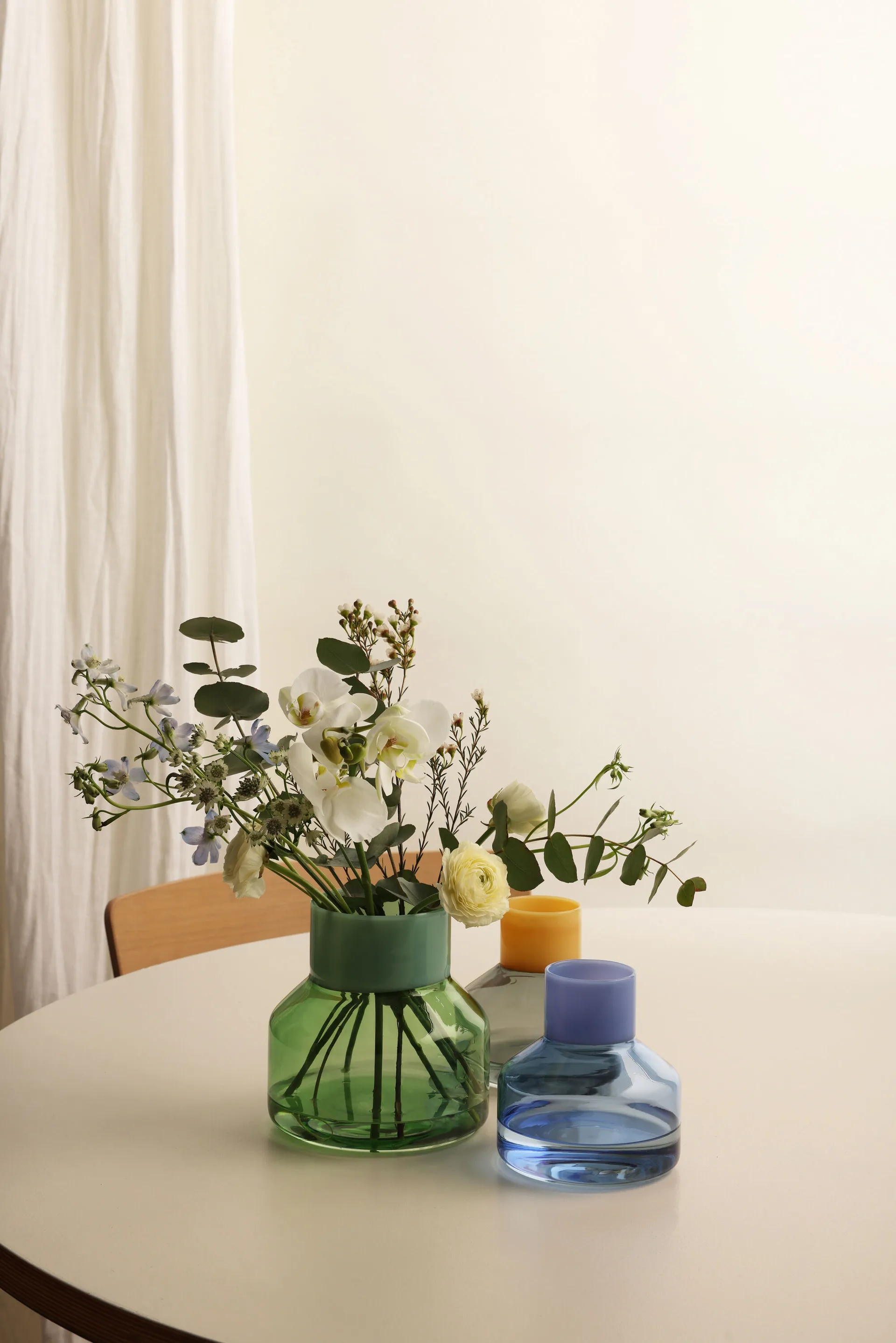 Generous vase medium Ø13 cm, Milky blue/Blue Design Letters