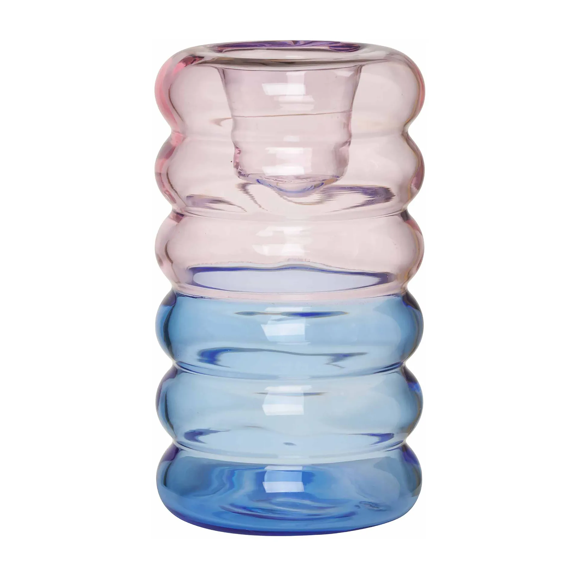 Hoop lysestage Ø3,5x9 cm, Pink/Blue Design Letters