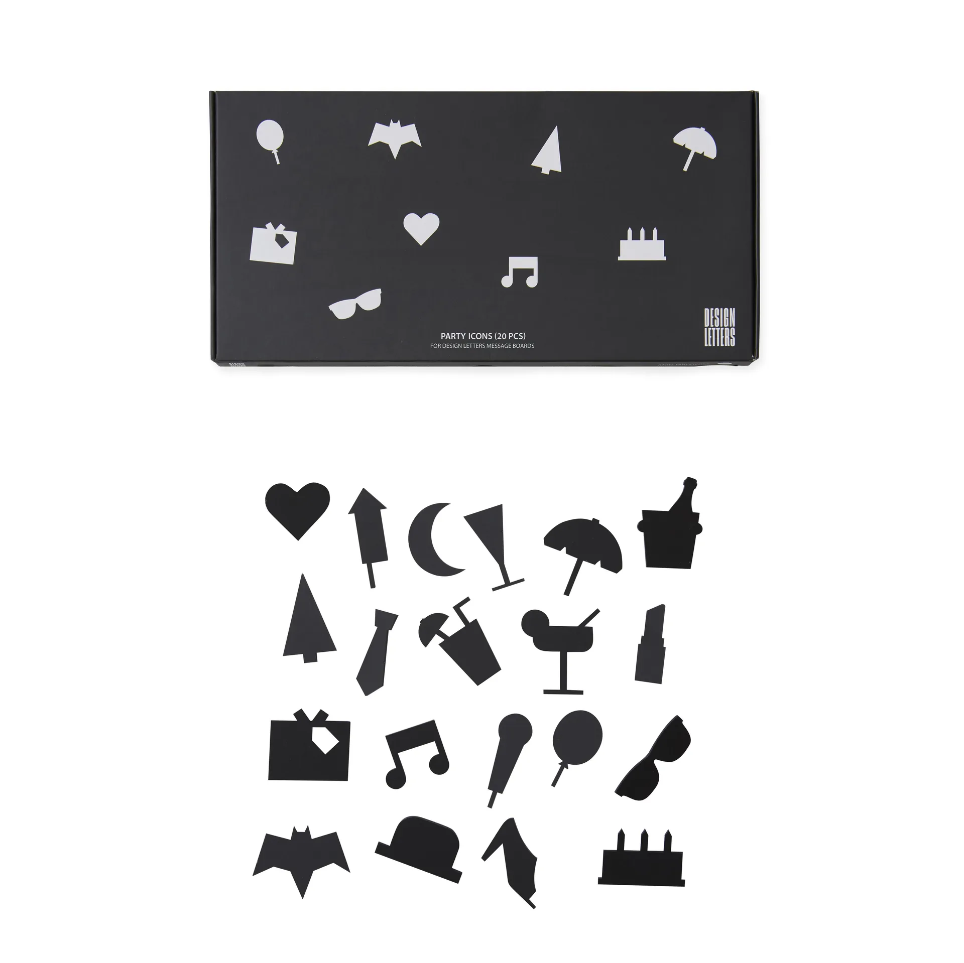 Party icons til opslagstavle 20 dele, sort Design Letters