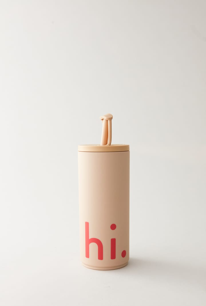 Travel Life termoflaske med sugerør 50 cl, Hi-beige Design Letters