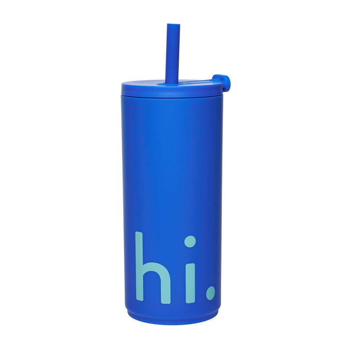 Travel Life termoflaske med sugerør 50 cl, Hi/Cobalt blue Design Letters