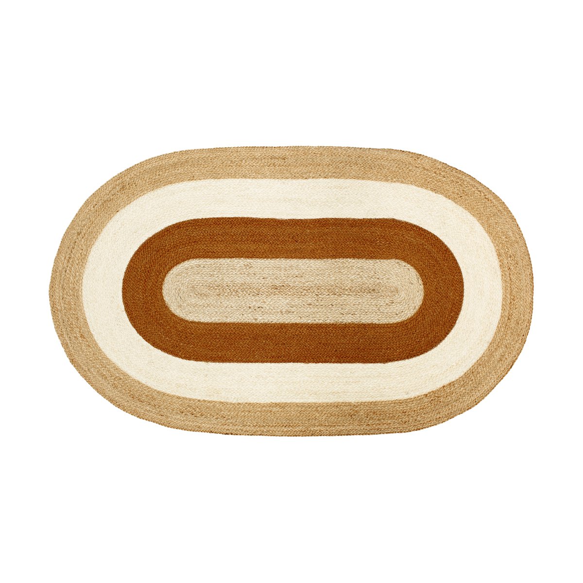 Dixie Elin Striped oval jutetæppe 92×150 cm Brick
