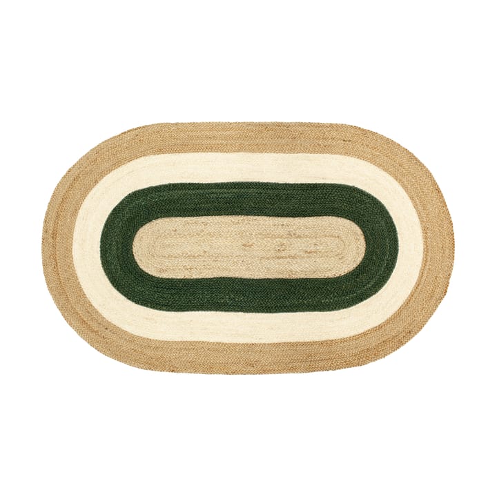 Elin Striped oval jutetæppe 92x150 cm, Green Dixie