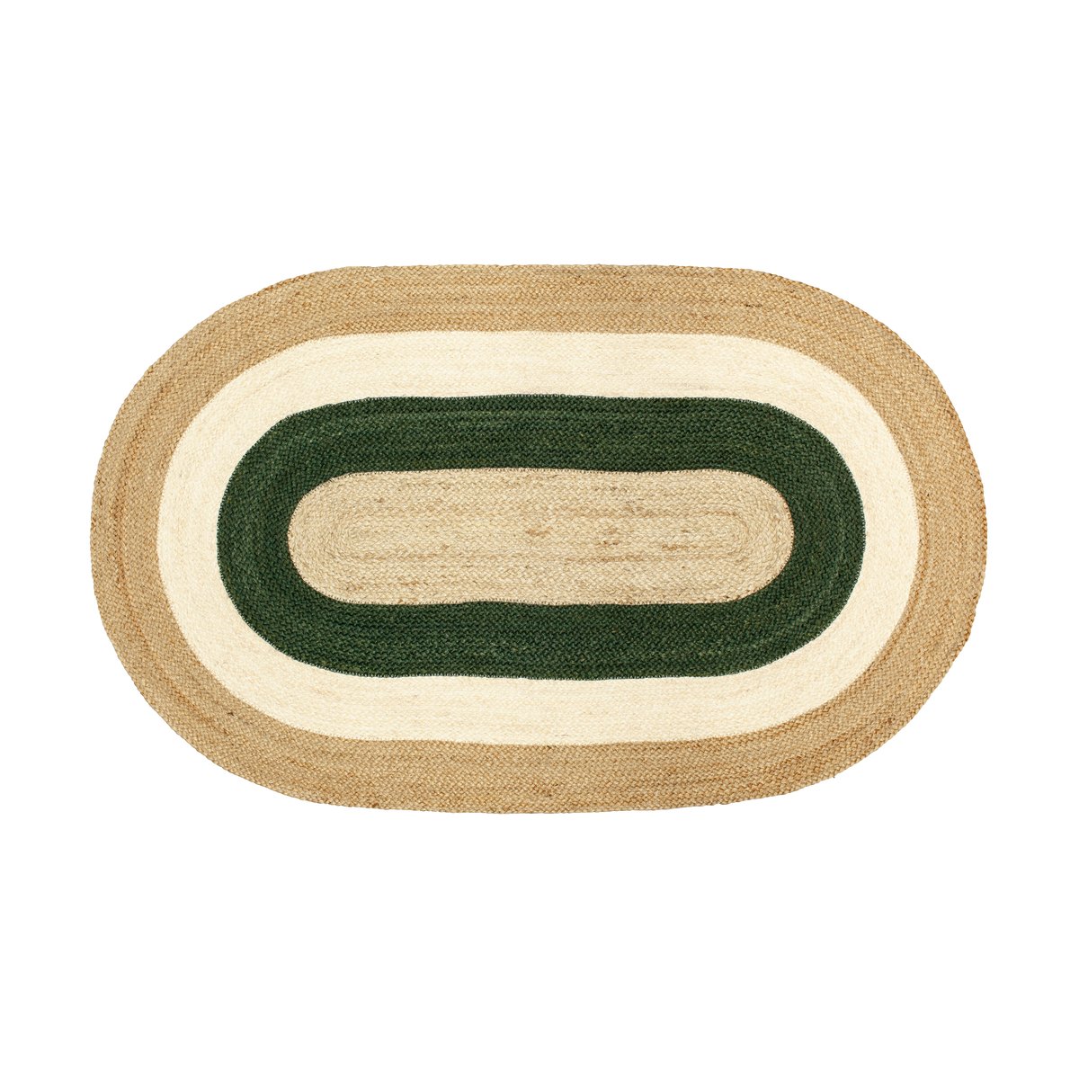 Dixie Elin Striped oval jutetæppe 92×150 cm Green