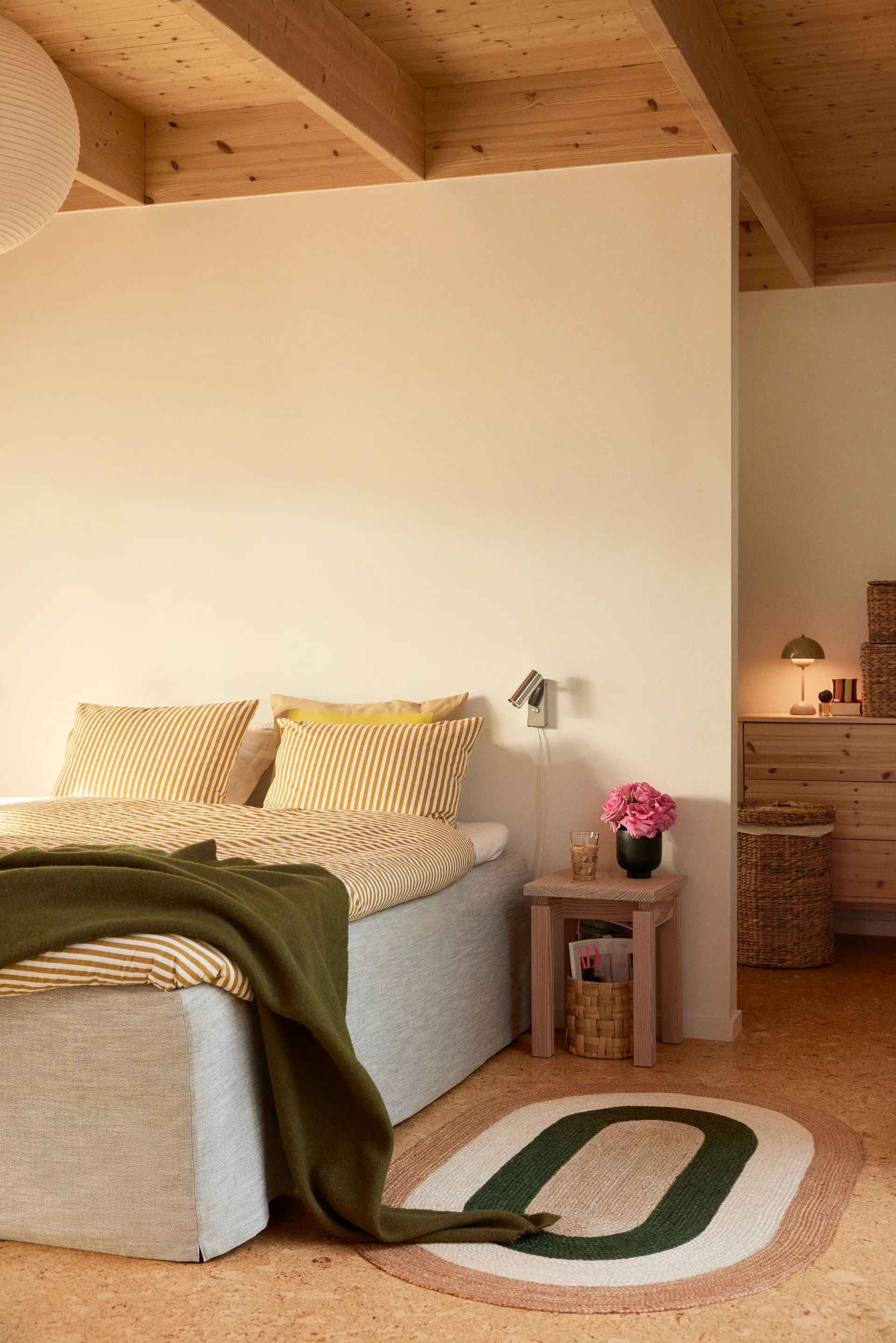 Elin Striped oval jutetæppe 92x150 cm, Green Dixie