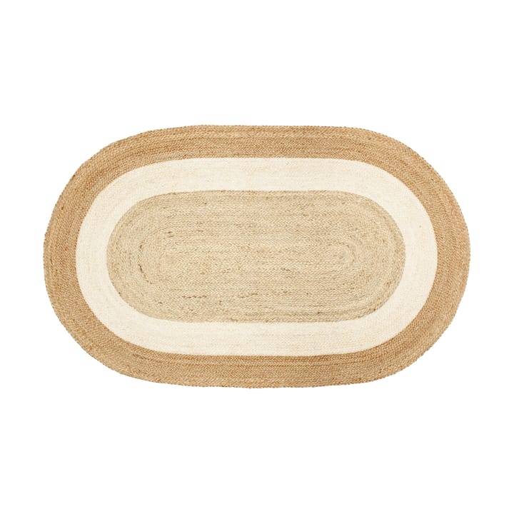 Elin Striped oval jutetæppe 92x150 cm - Natural - Dixie