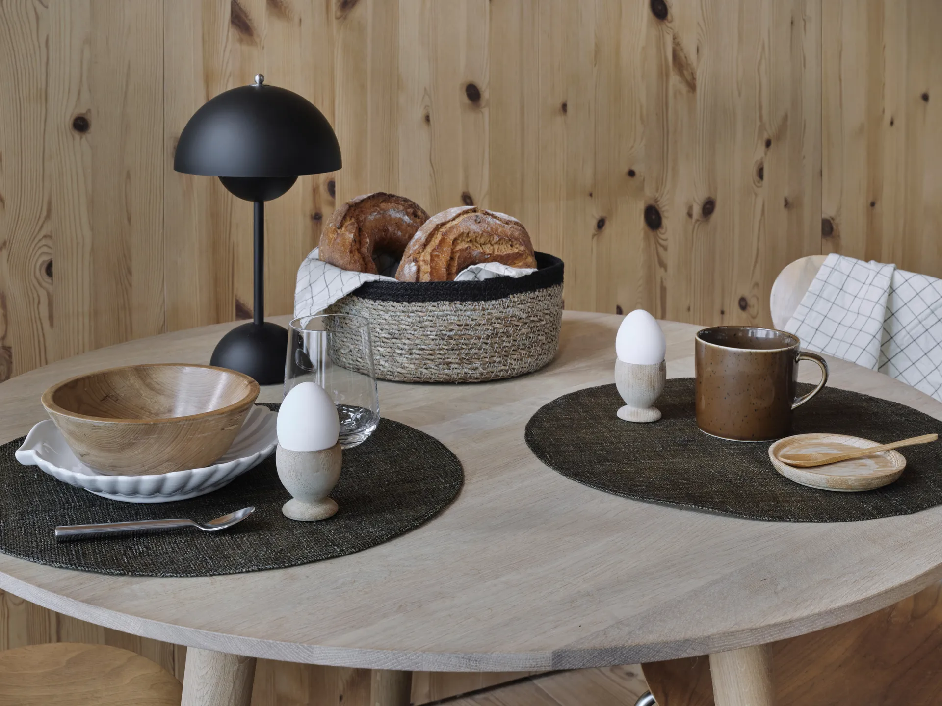 Emil brødkurv 3 stk, natur-sort Dixie