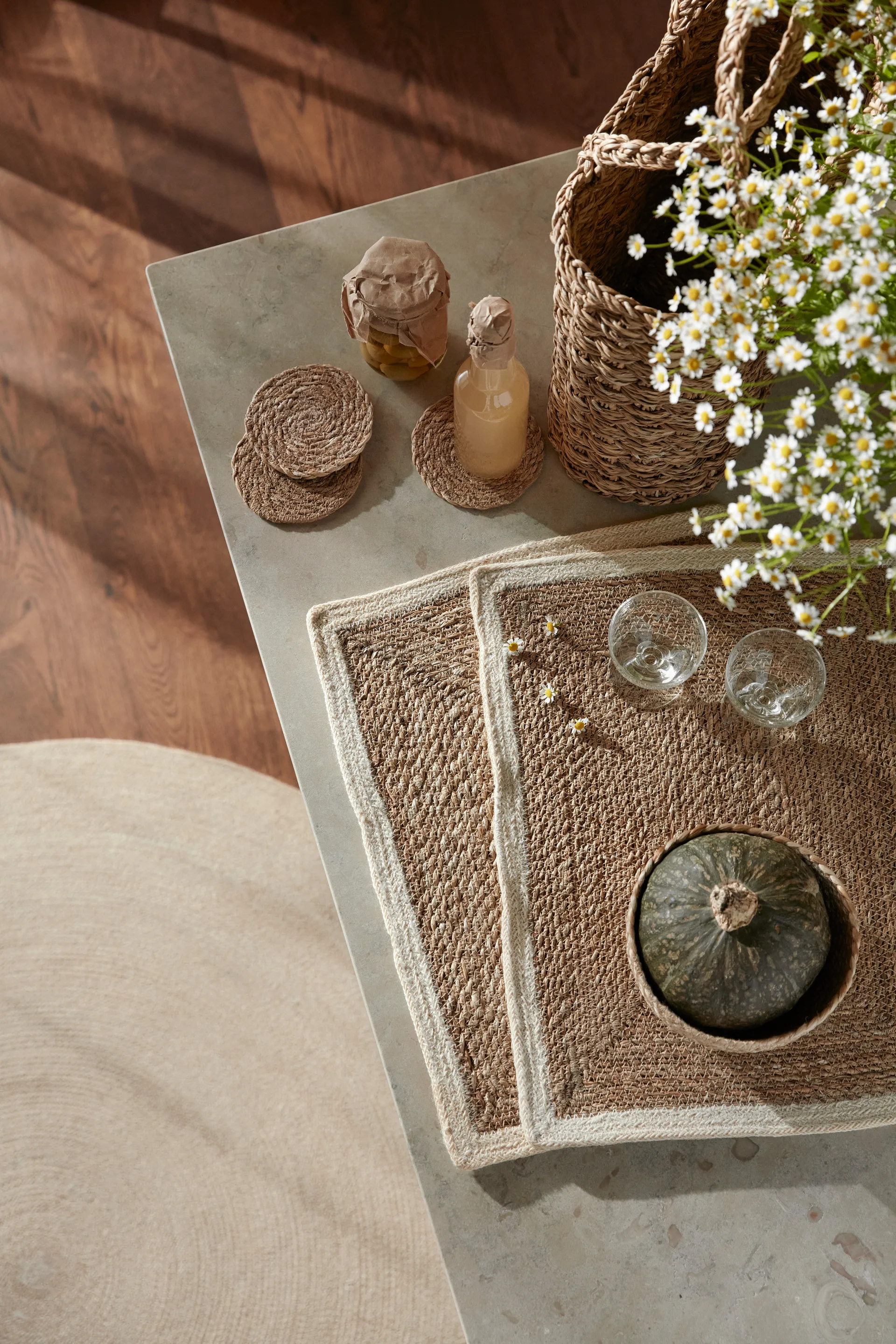 Emil dækkeserviet, natur-hvid Dixie