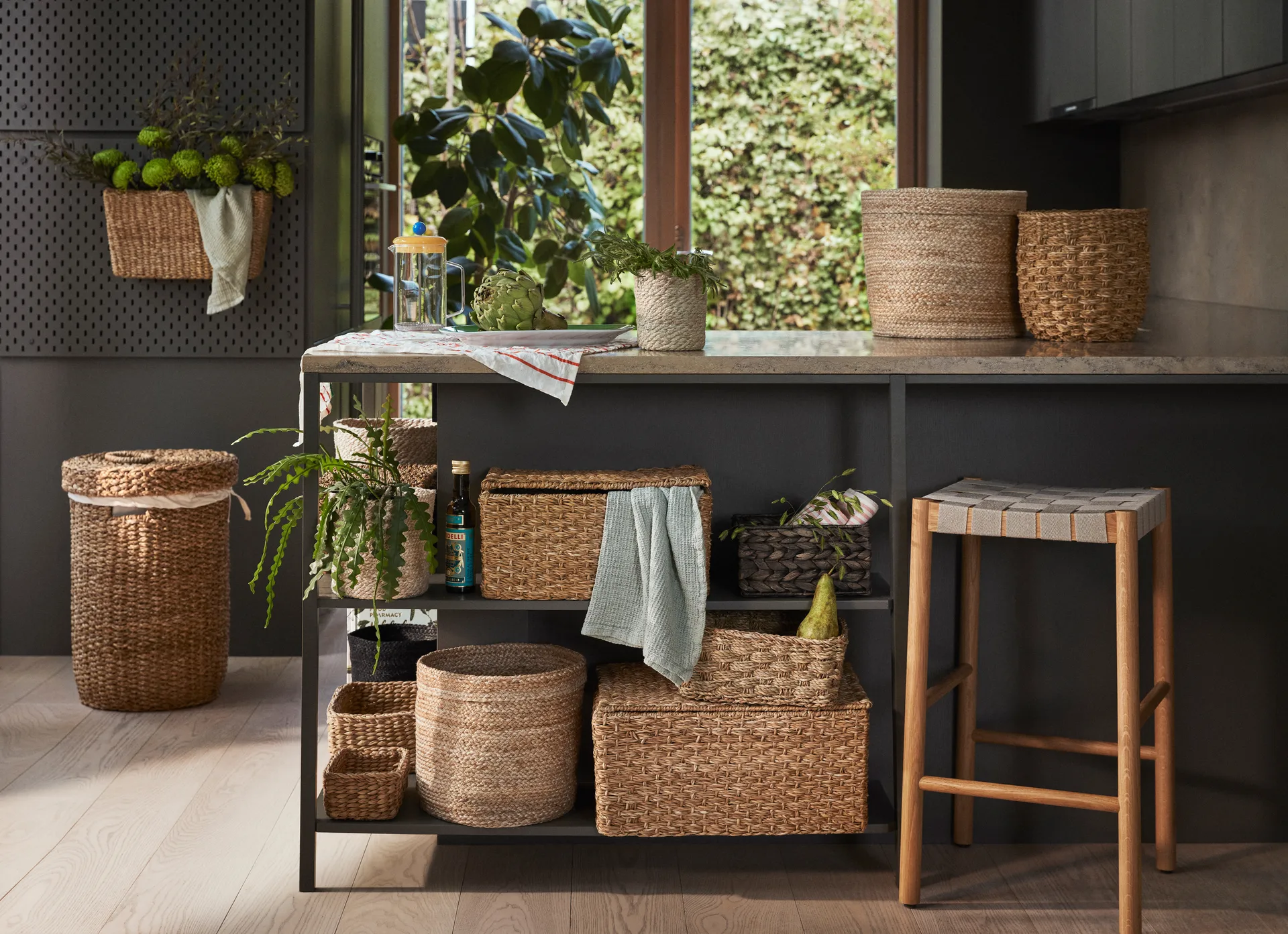 Esther væghængt opbevaringskurv 40x16x22 cm, Natural Dixie