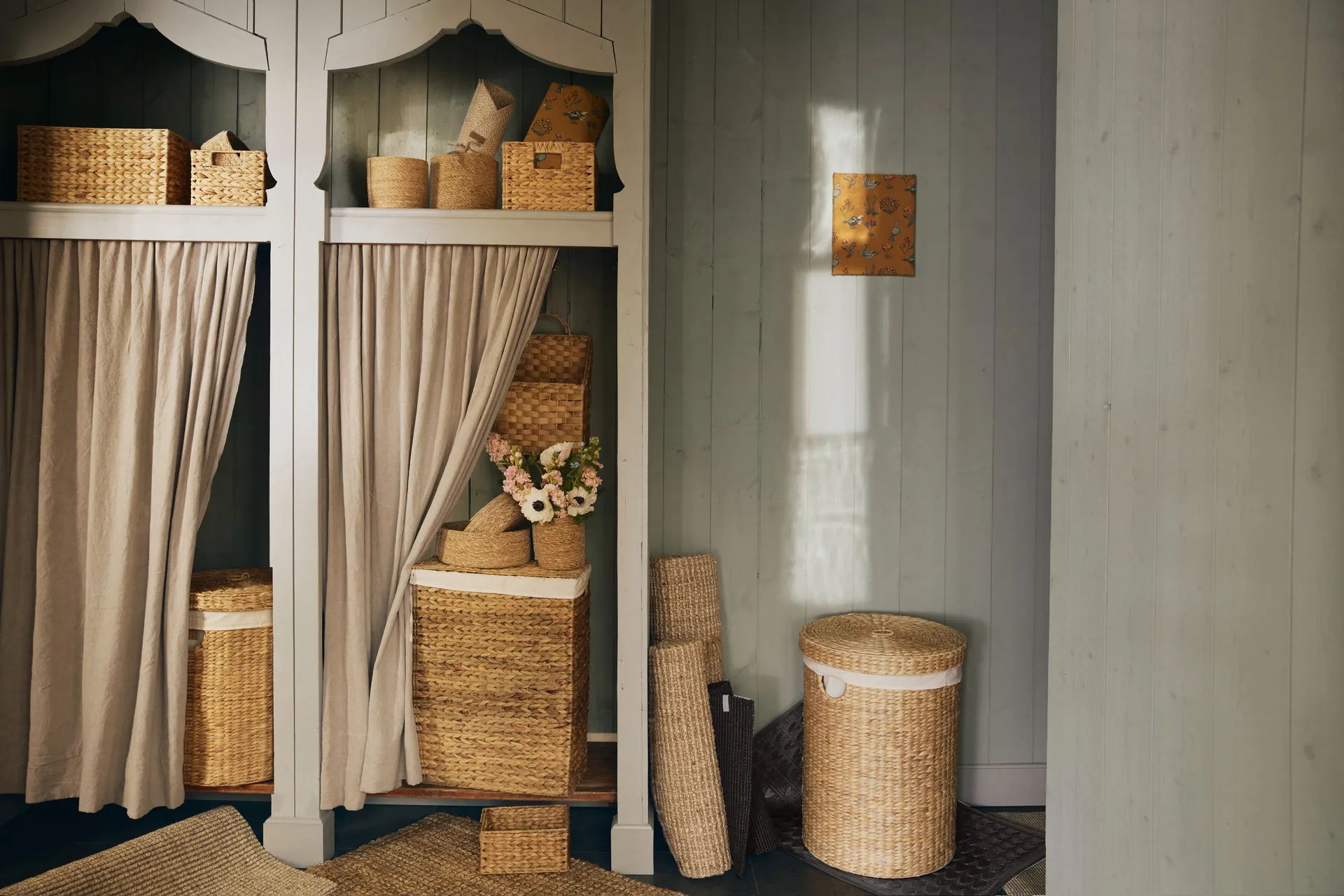 Lily vasketøjskurv rund 2 dele, Natural Dixie