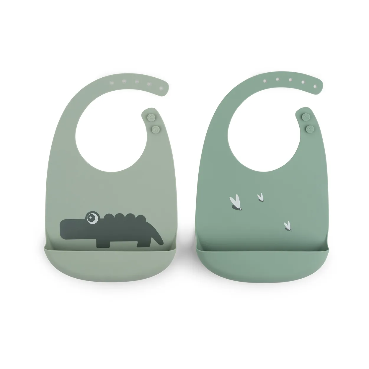 Done by Deer Hagesmække m. Lomme - 2-pak - Silikone - Croco Gree