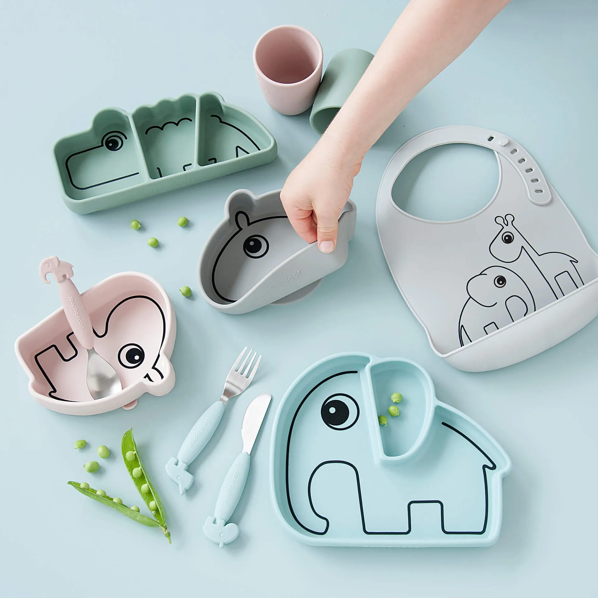 Elphee Stick&Stay børnetallerken 17x20 cm, Blue Done by deer