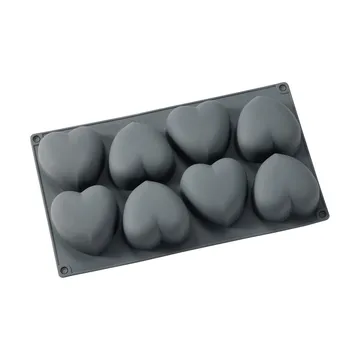 Beck bageform - Grå, hjerte, silikone, 8 stk - Dorre