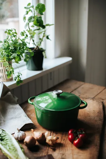 Gretl støbejernsgryde rund knop rustfrit stål 4 l - Grøn - Dorre