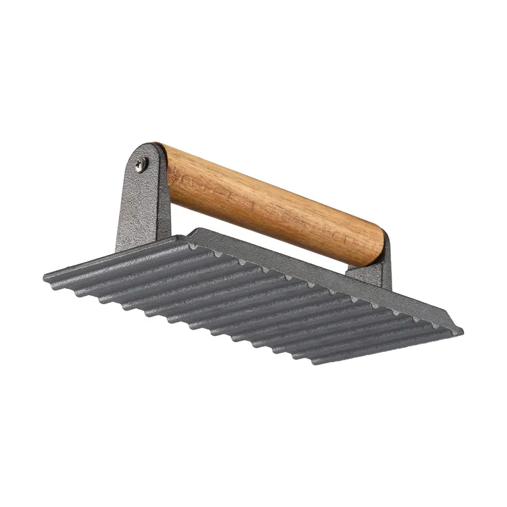 Griffin grillpresse/stekevægt - Støbejern, træhåndtag, 20x10 cm - Dorre