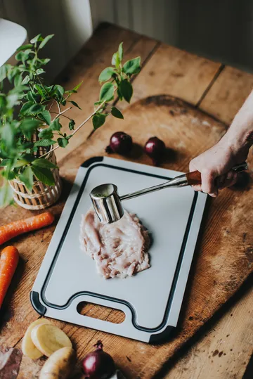 Kata kødhammer rustfrit stål 28,8x6,1x5,1 cm - Træhåndtag - Dorre