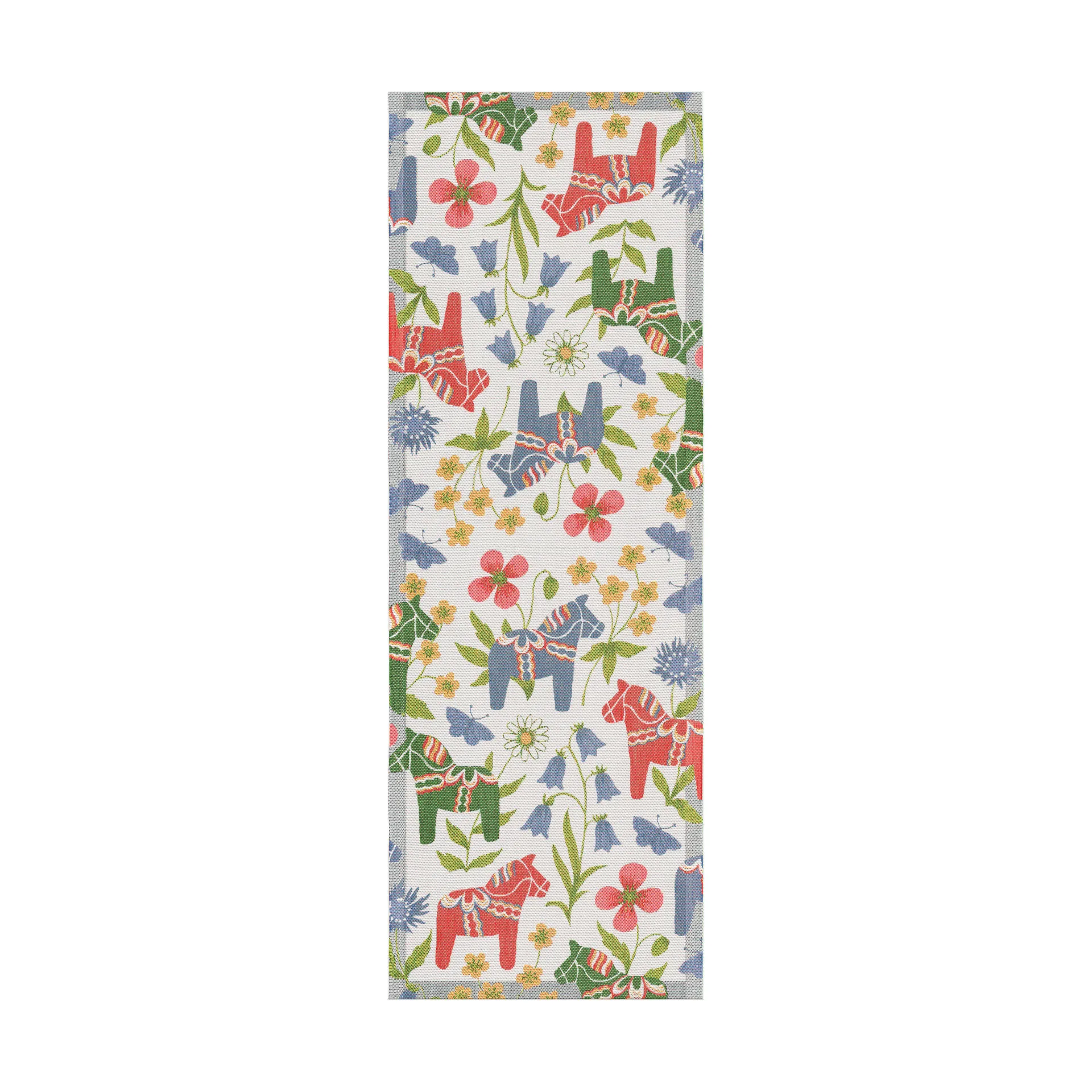 Blomsterhäst bordløber 35x100 cm, Flerfarvet Ekelund Linneväveri