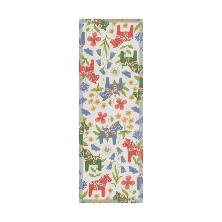 Blomsterhäst bordløber 35x100 cm - Flerfarvet - Ekelund Linneväveri