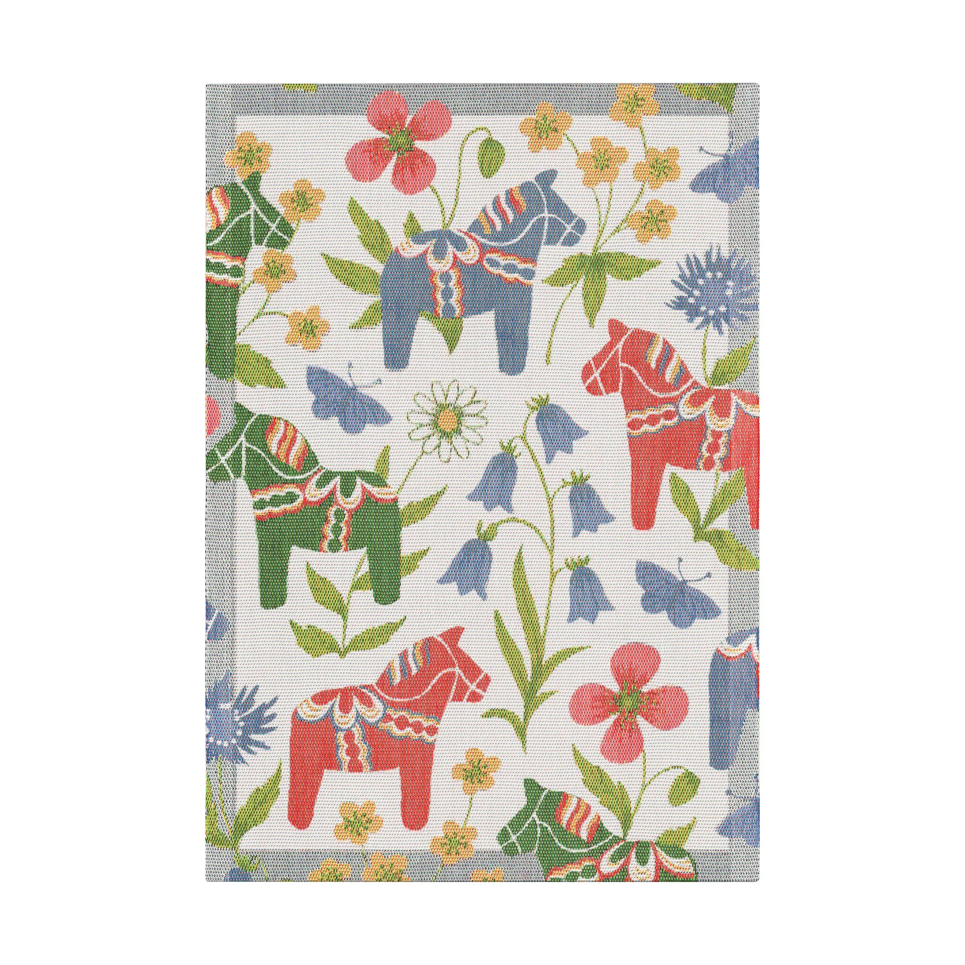Blomsterhäst viskestykke 35x50 cm, Flerfarvet Ekelund Linneväveri