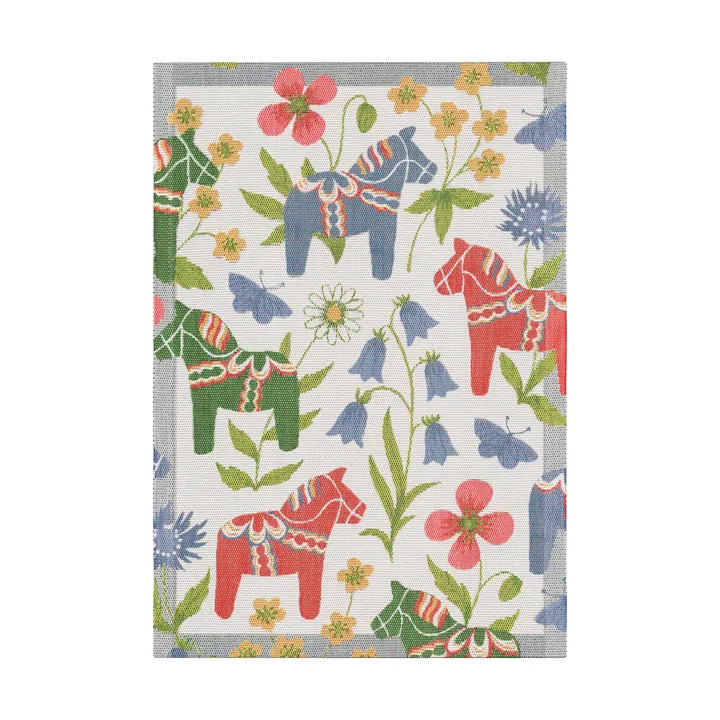 Blomsterhäst viskestykke 35x50 cm - Flerfarvet - Ekelund Linneväveri