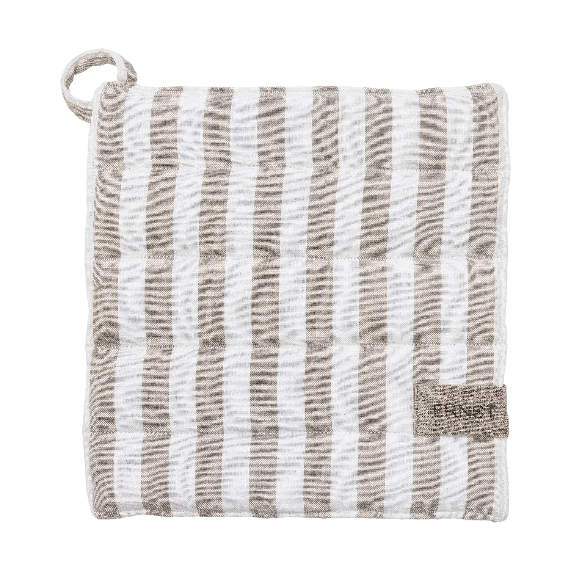 Ernst grydelap bred stribe 23x25 cm, Beige-hvid stribe ERNST