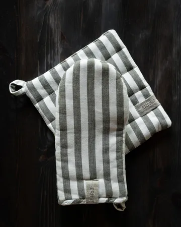 Ernst grydelap bred stribe 23x25 cm - Salvie-hvid - ERNST