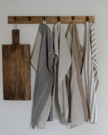 Ernst køkkenhåndklæde bredstribet 47x70 cm - Beige-hvid stribe - ERNST