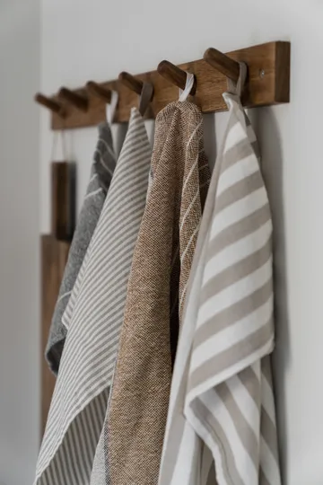 Ernst køkkenhåndklæde smalstribet 47x70 cm - Beige-hvid stribe - ERNST