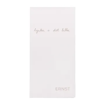 Ernst serviet med citatet 'Lycka i det lilla' 20-pak - Hvid-Grå - ERNST