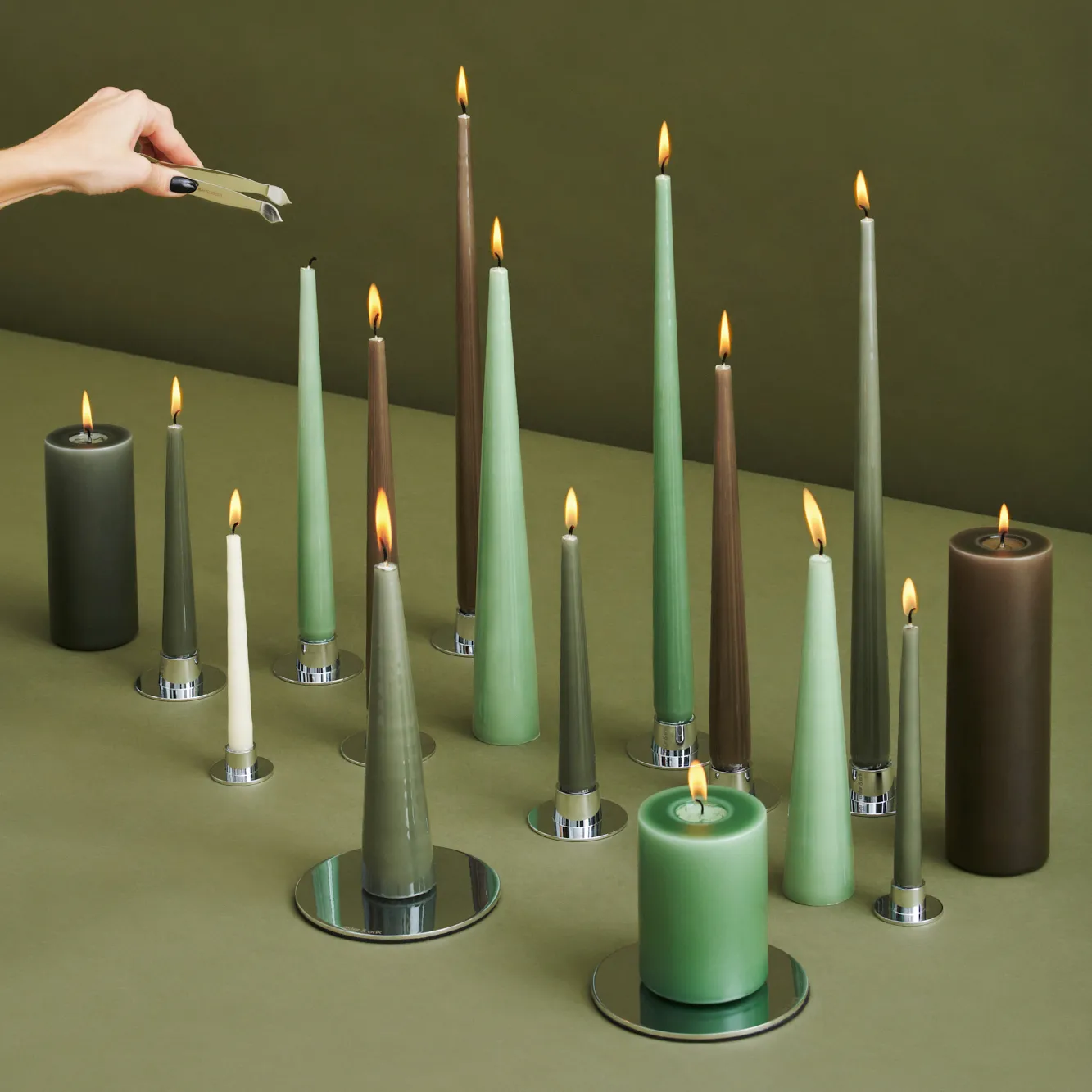 ester & erik lys Lakeret 4-pak, eucalyptus, 32 cm ester & erik