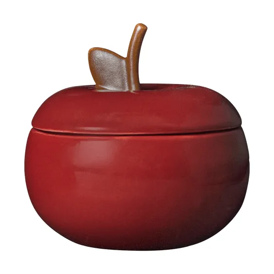 Apple keramisk skål med låg, Deep red, Ø9,5 cm Ferm Living