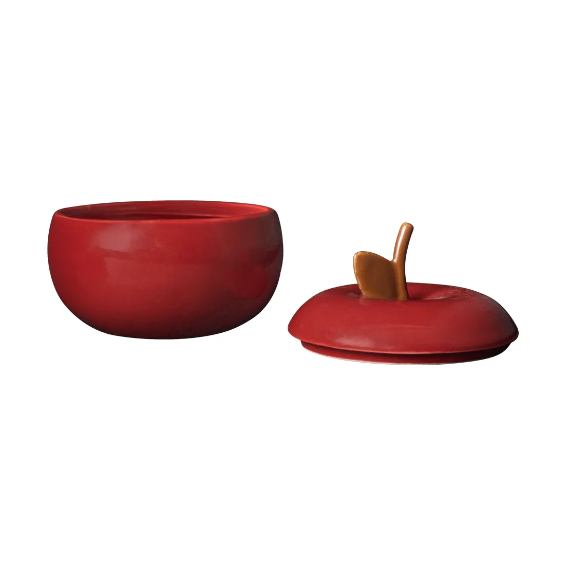 Apple keramisk skål med låg, Deep red, Ø9,5 cm Ferm Living