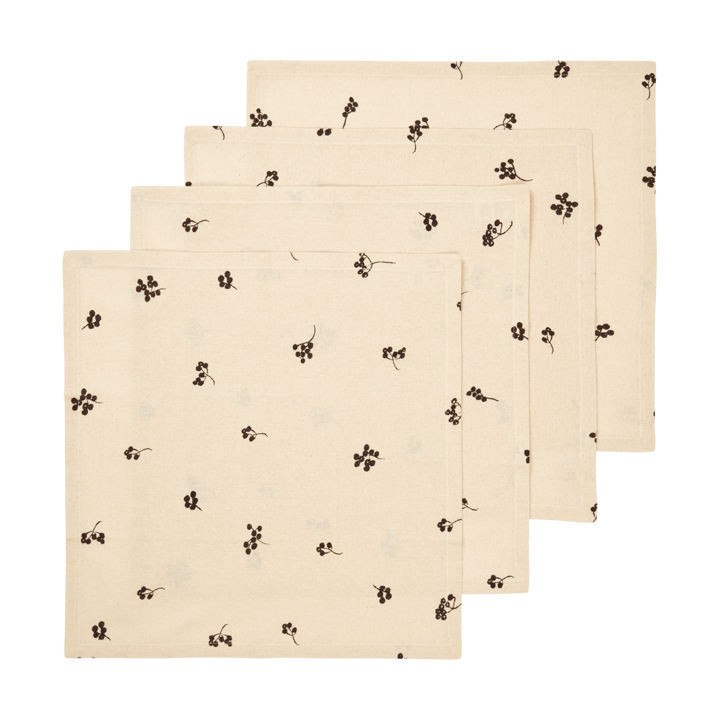 Baies bomuldsserviet 40x40 cm 4-pak - Natural-dark chocolate - Ferm Living