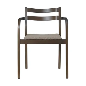 Boda armstol - Polstret sæde rugged bouclé, dark stained-natural - Ferm Living