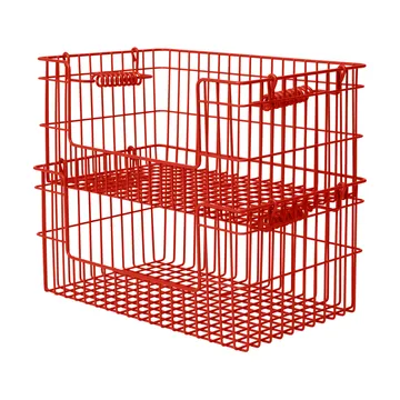 Cala stabelbar kurv 2-pak - Poppy red, 28,7x18x13 cm - Ferm Living