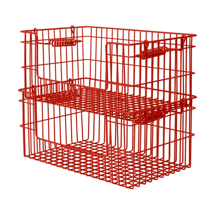 Cala stabelbar kurv 2-pak - Poppy red, 28,7x18x13 cm - Ferm Living