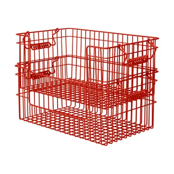 Cala stabelbar kurv 2-pak - Poppy red, 28,7x18x13 cm - Ferm Living