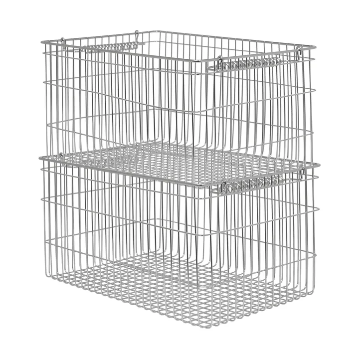 Cala stabelbar kurv 2-pak - Stainless Steel, 36,2x26,2x20,2 cm - Ferm Living