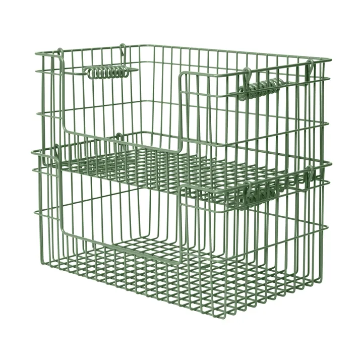 Cala stabelbar kurv 2-pak - Verdant green, 28,7x18x13 cm - Ferm Living
