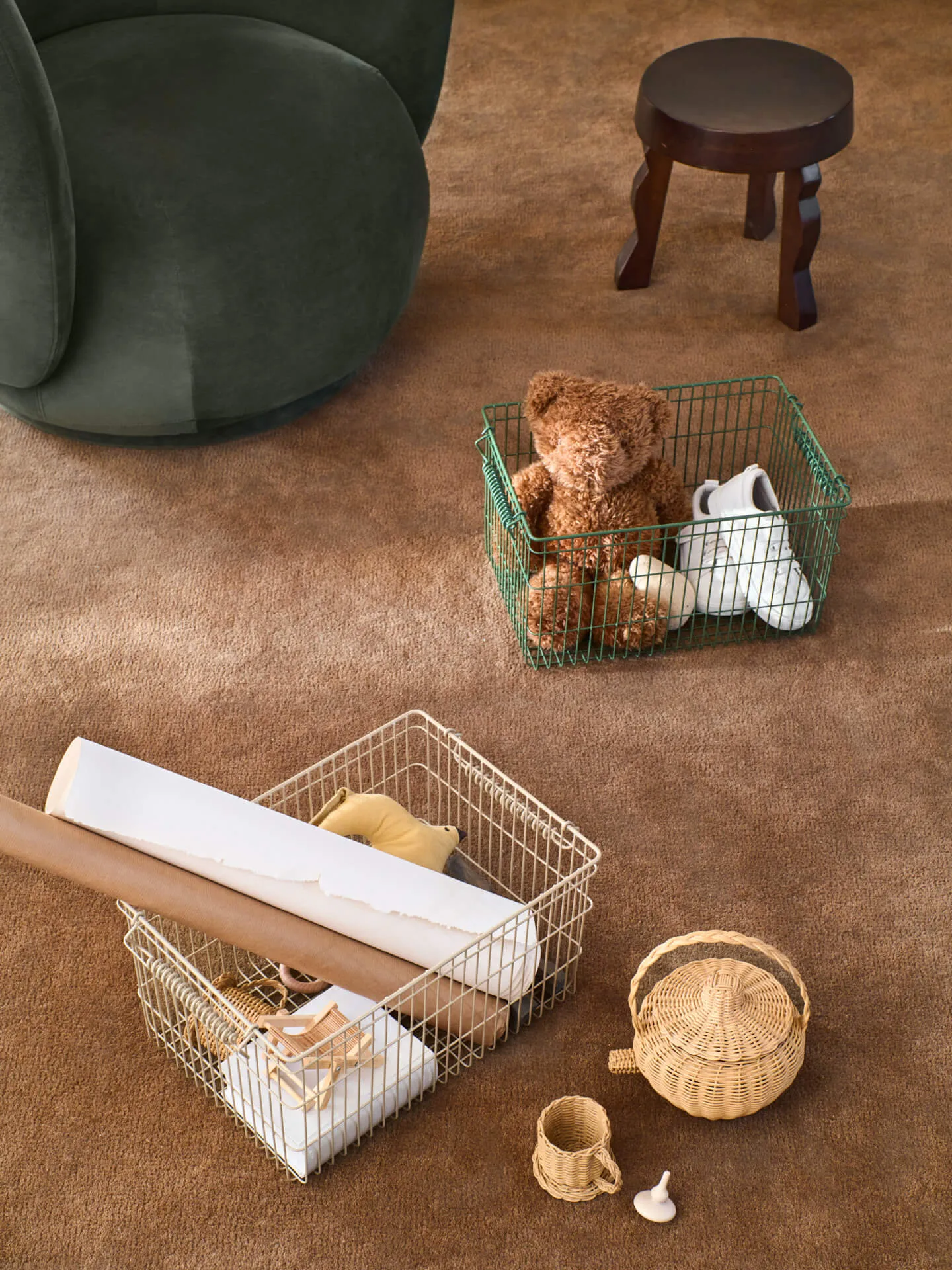 Cala stabelbar kurv 2-pak, Verdant green, 36,2x26,2x20,2 cm Ferm Living