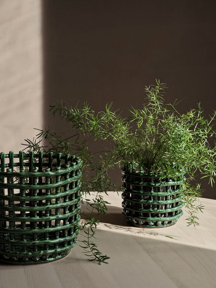 Ceramic flettet kurv Ø16 cm, Emerald Green Ferm Living
