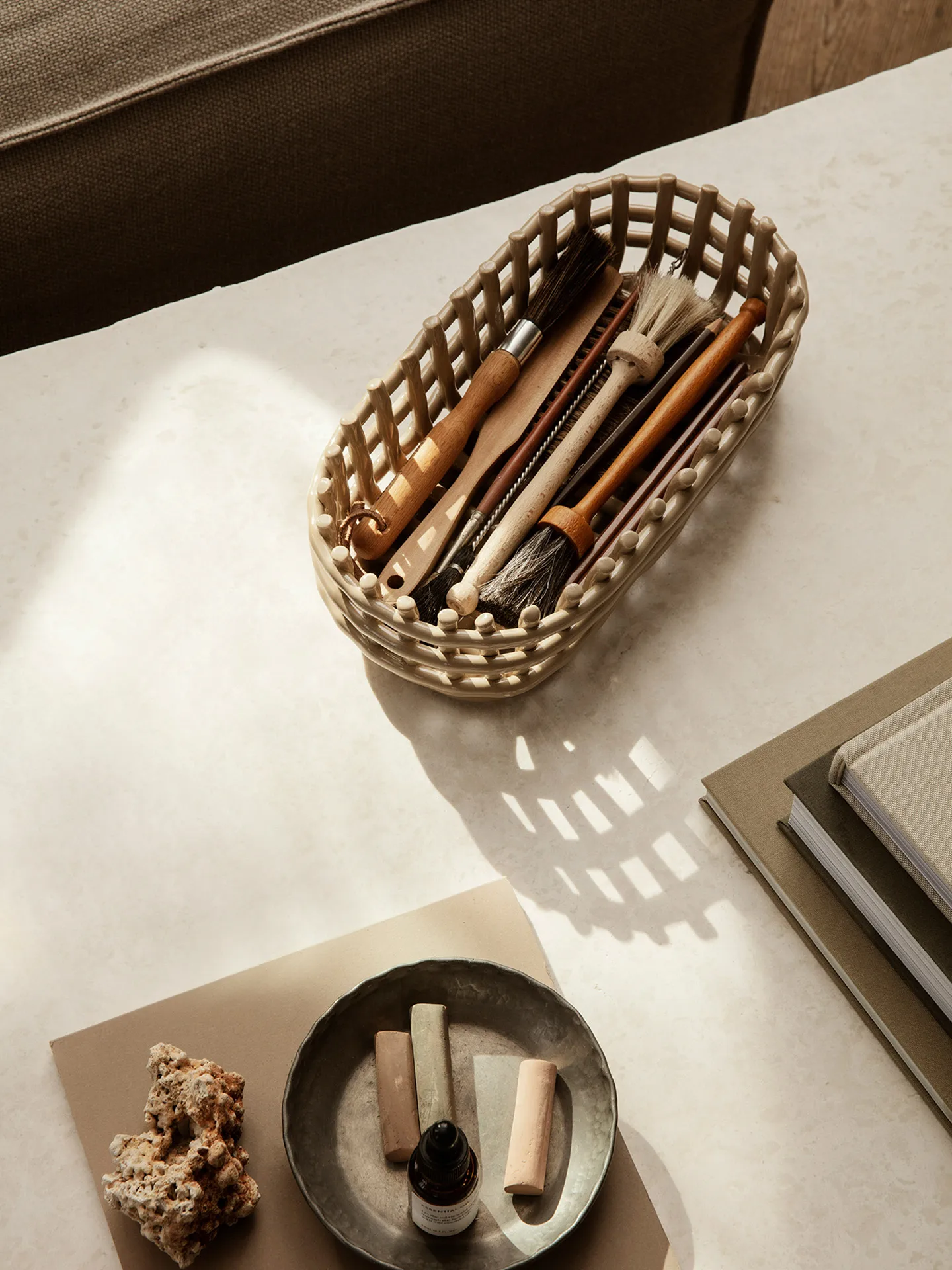 Ceramic flettet kurv oval 15x30 cm, Cashmere Ferm Living