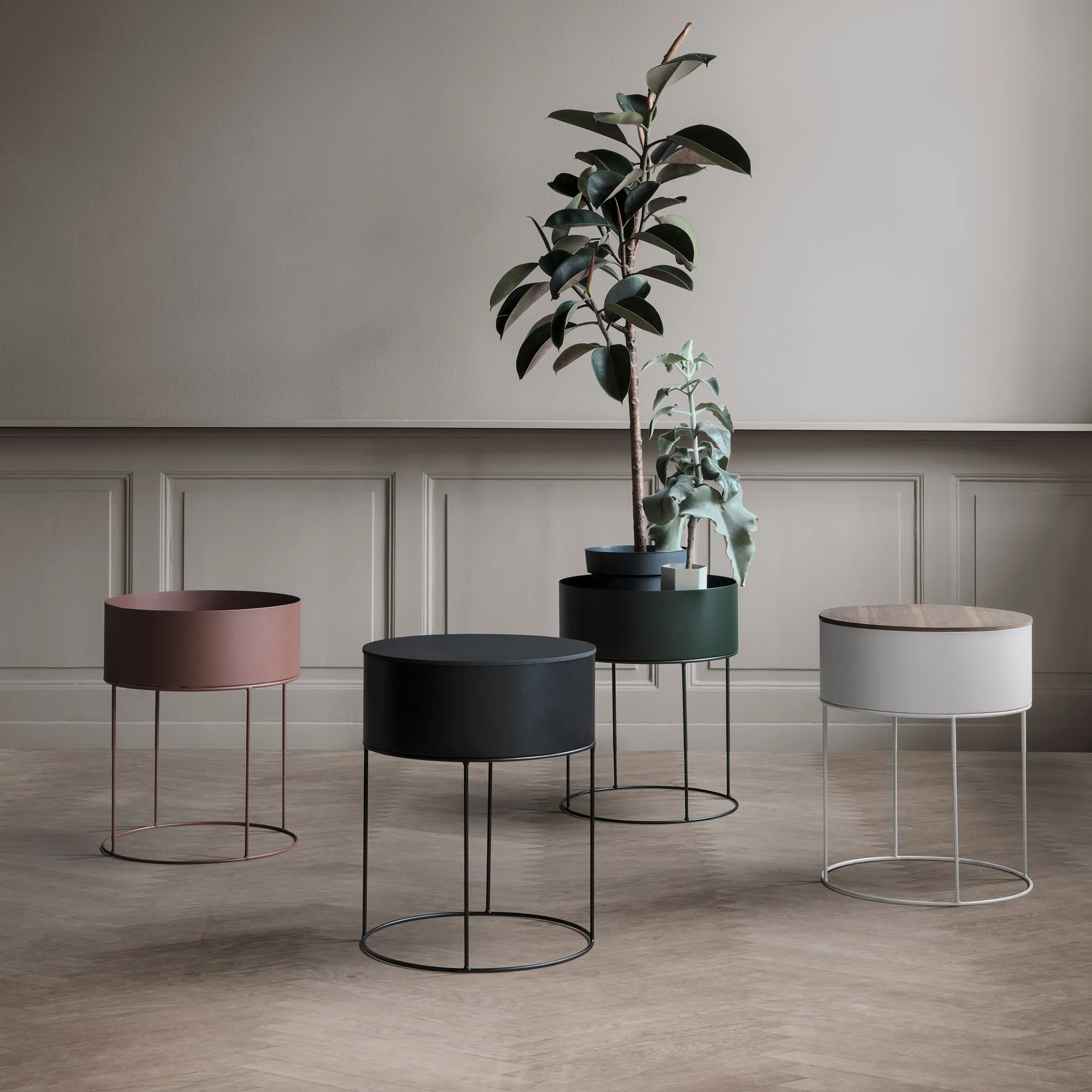 Ferm Living plant box rund, sort Ferm Living