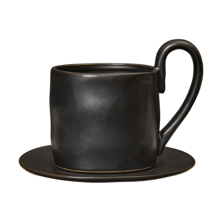 Flow krus med underkop 25 cl - Black - Ferm Living