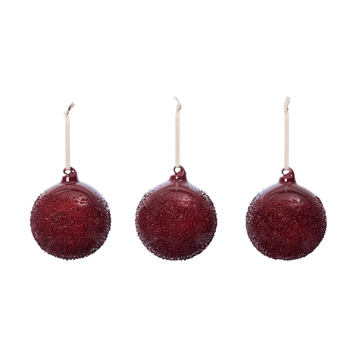 Flurry julekugler 3-pak - L, Picante Red - Ferm Living