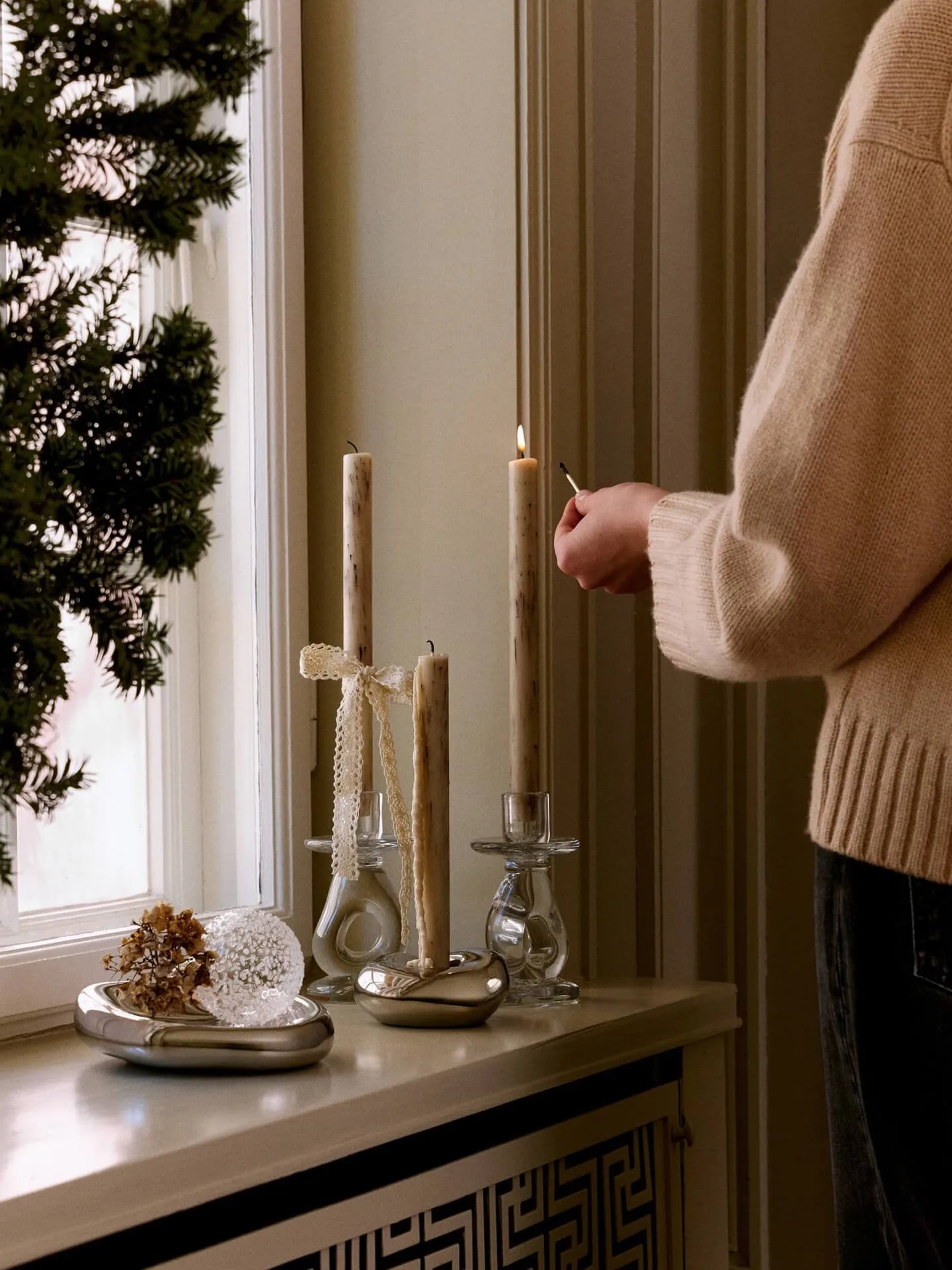 Flurry julekugler 3-pak, L, White Ferm Living