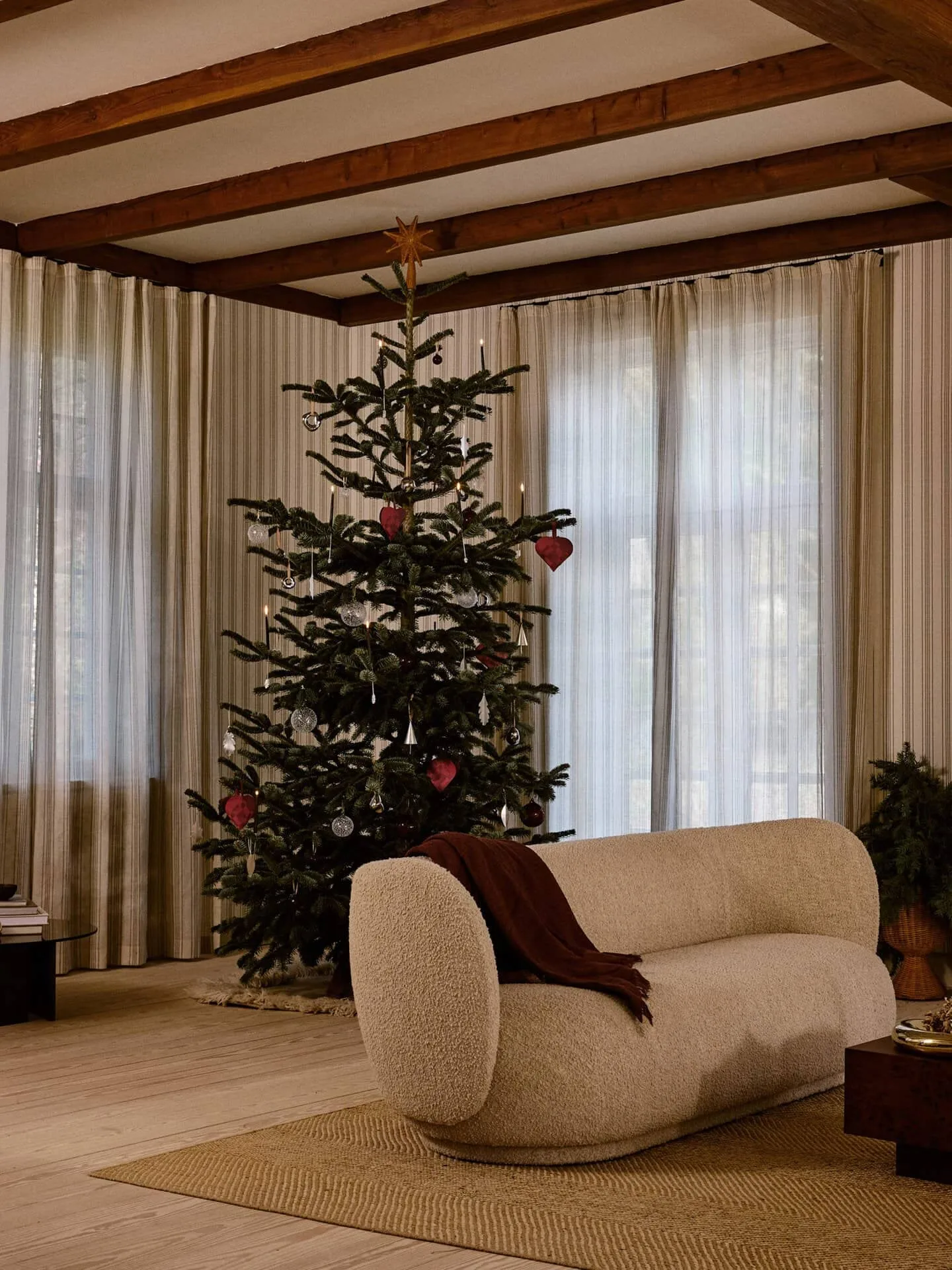 Flurry julekugler 3-pak, L, White Ferm Living