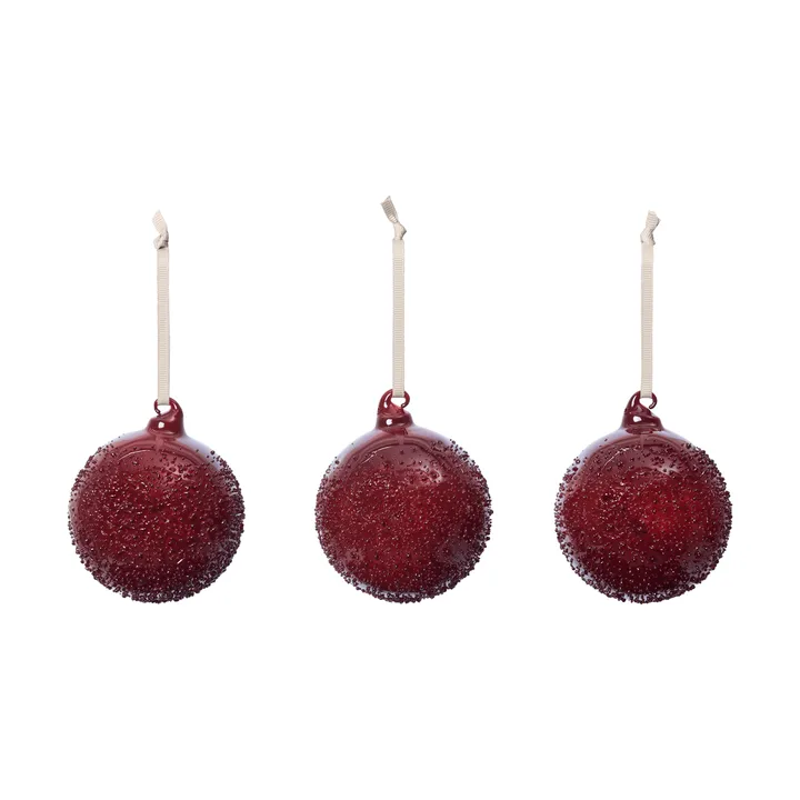 Flurry julekugler 3-pak - M, Picante Red - Ferm Living