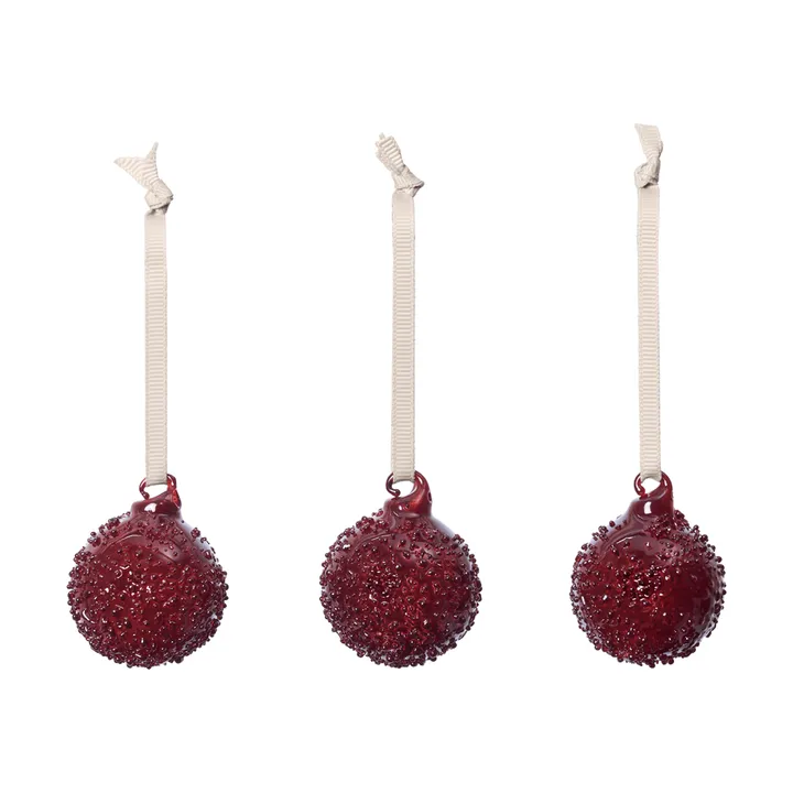 Flurry julekugler 3-pak - S, Picante Red - Ferm Living